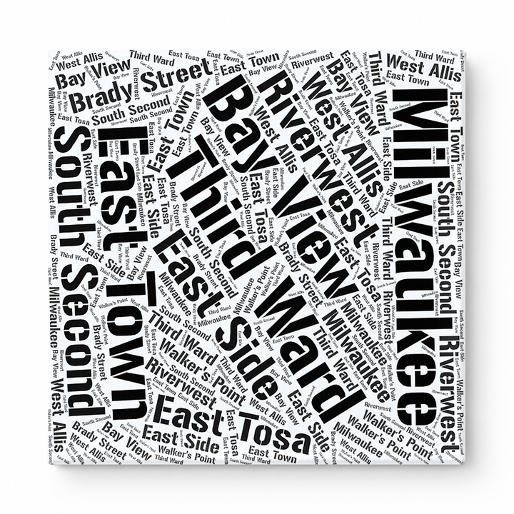 Milwaukee Neighborhoods Word Art — Black