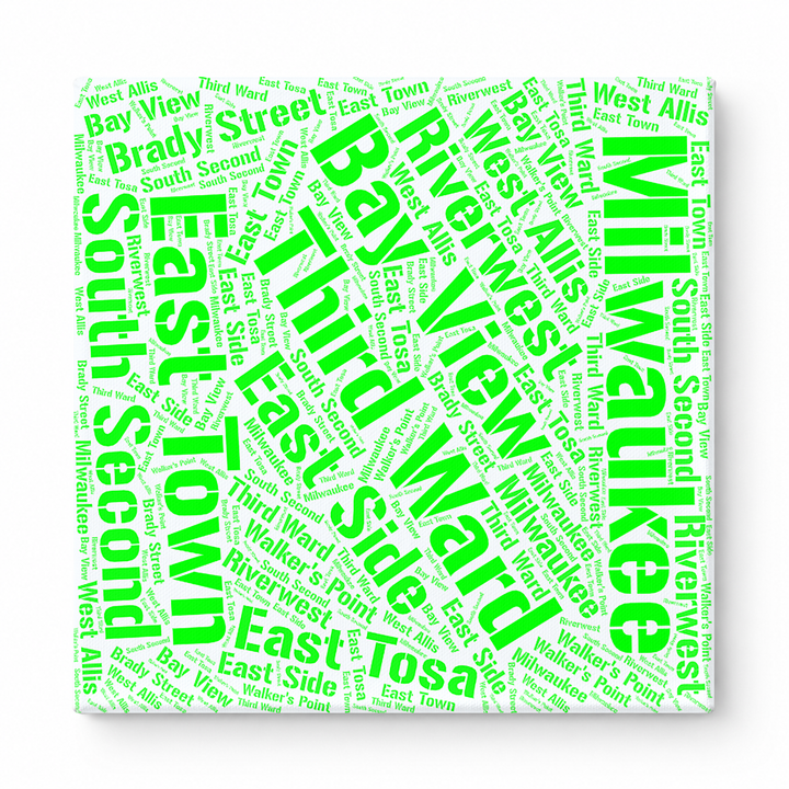 Milwaukee Neighborhoods Word Art — Green