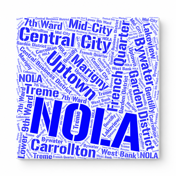 New Orleans Neighborhoods Word Art — Blue