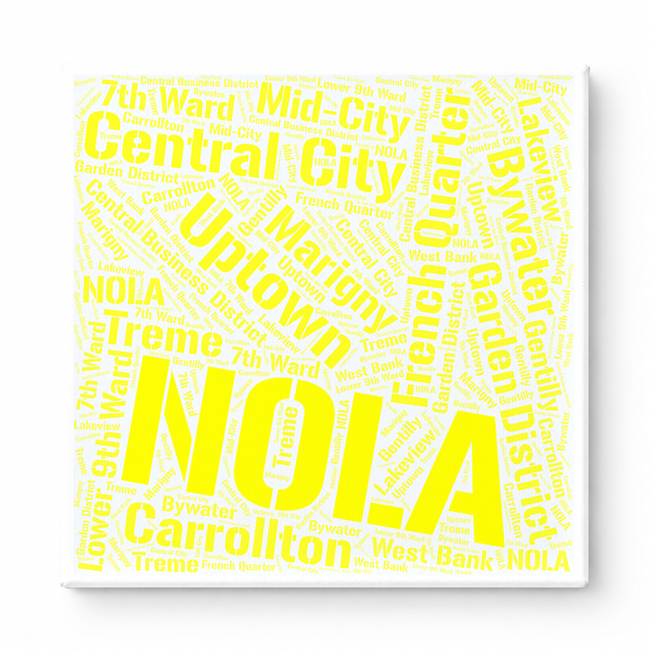 New Orleans Neighborhoods Word Art — Yellow