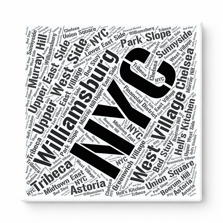New York Neighborhoods Word Art — Black