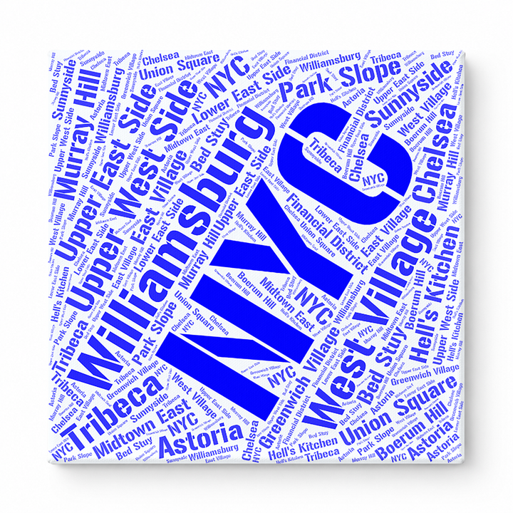 New York Neighborhoods Word Art — Blue