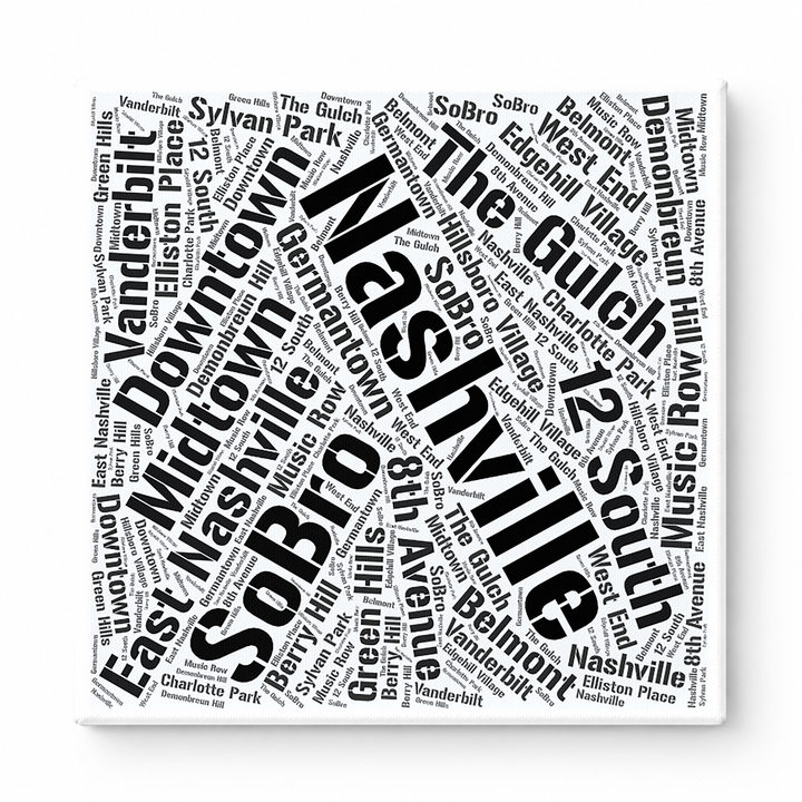 Nashville Neighborhoods Word Art — Black