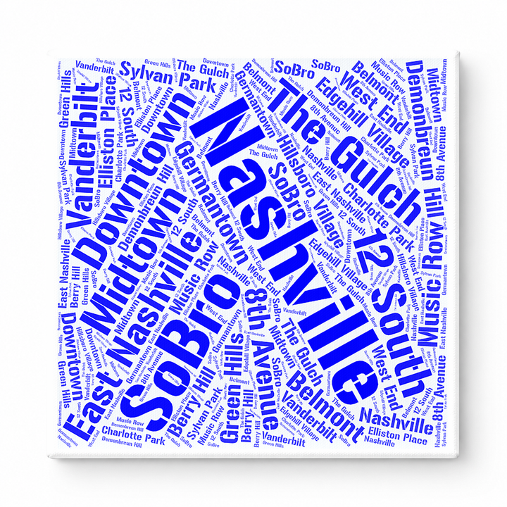 Nashville Neighborhoods Word Art — Blue