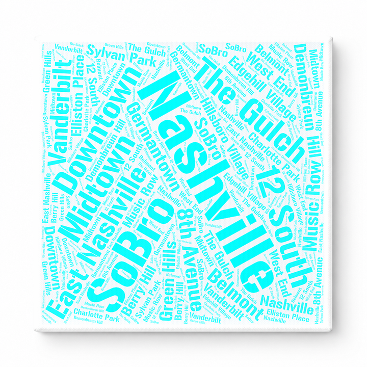 Nashville Neighborhoods Word Art — Cyan