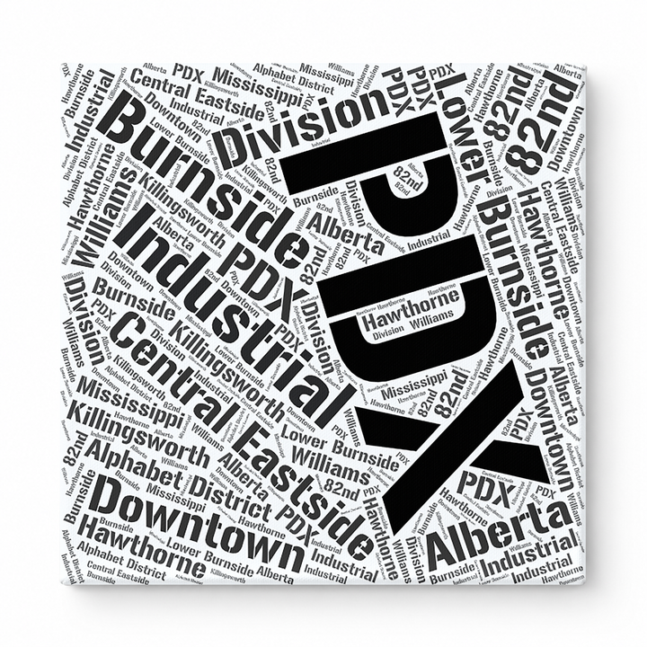 Portland Neighborhoods Word Art — Black