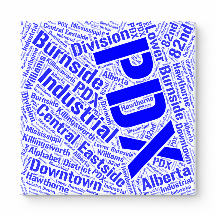 Portland Neighborhoods Word Art — Blue