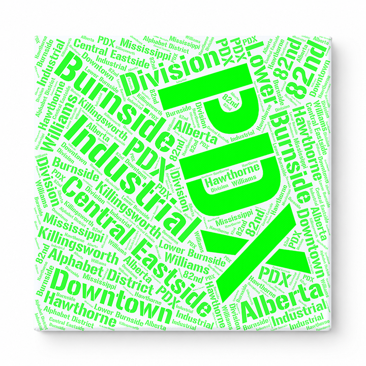 Portland Neighborhoods Word Art — Green