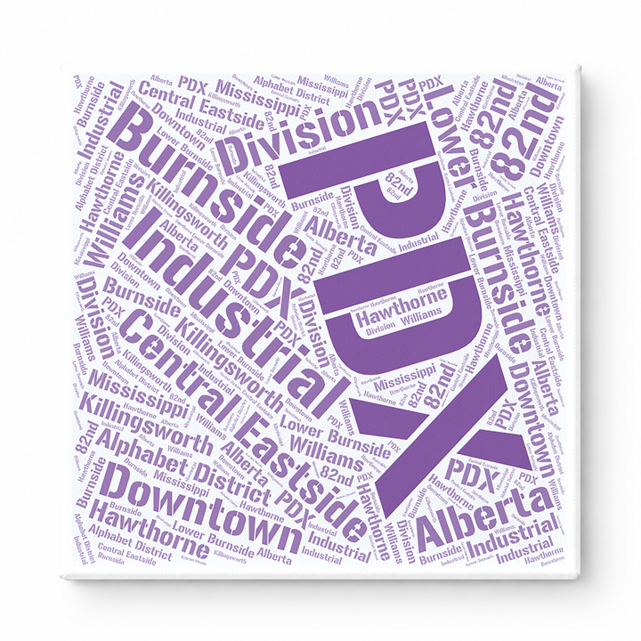 Portland Neighborhoods Word Art — Purple