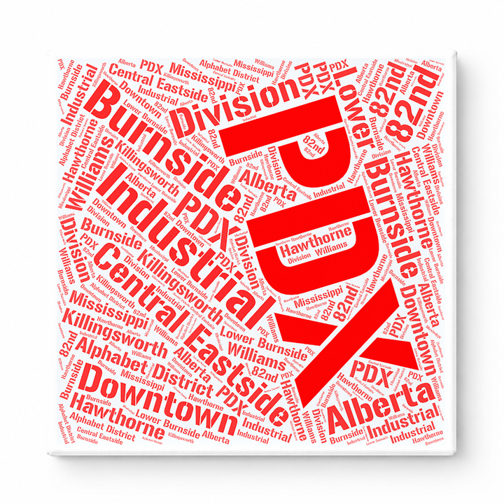Portland Neighborhoods Word Art — Red