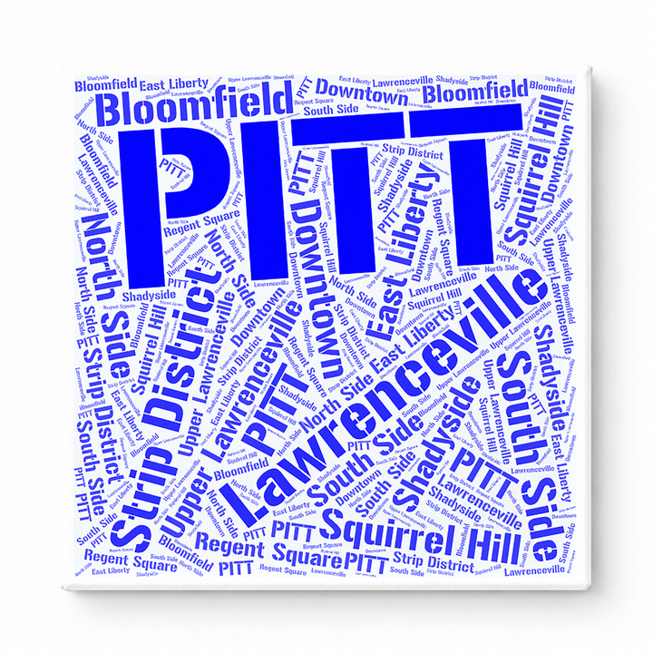 Pittsburgh Neighborhoods Word Art — Blue