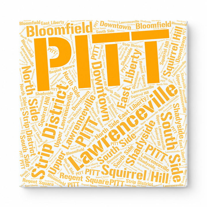 Pittsburgh Neighborhoods Word Art — Orange