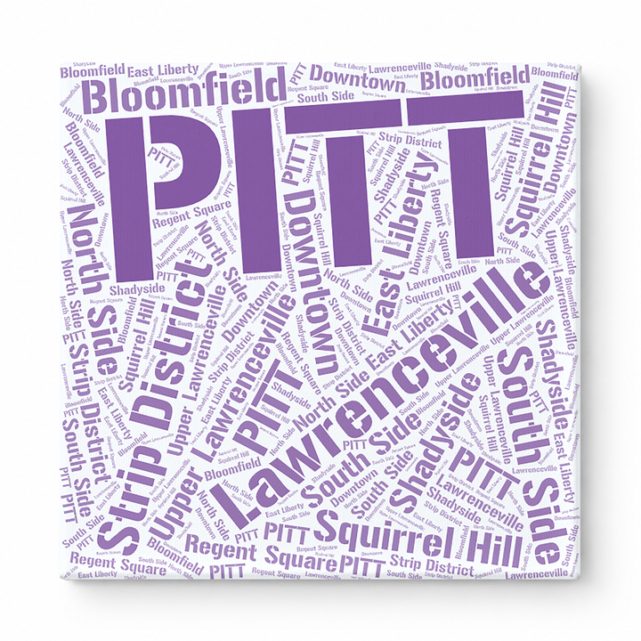Pittsburgh Neighborhoods Word Art — Purple