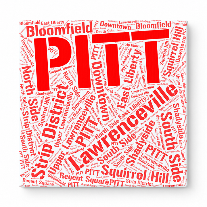Pittsburgh Neighborhoods Word Art — Red