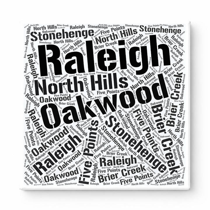 Raleigh Neighborhoods Word Art — Black