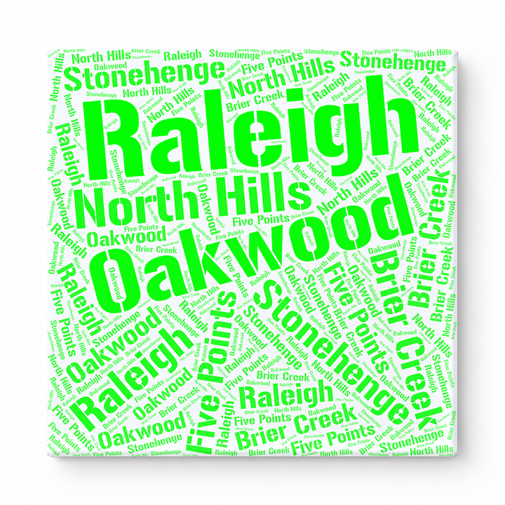 Raleigh Neighborhoods Word Art — Green