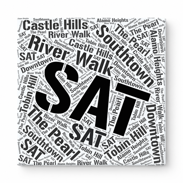 San Antonio Neighborhoods Word Art — Black