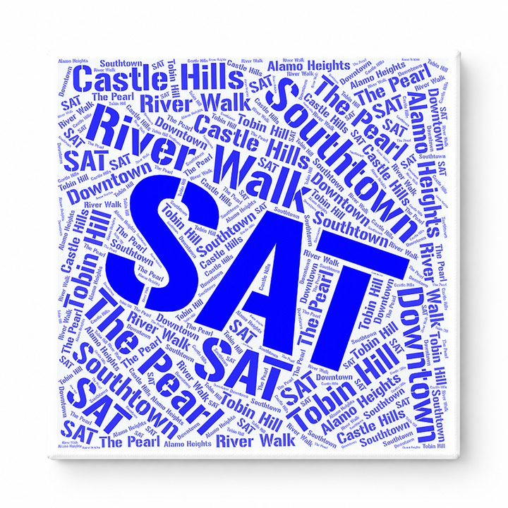 San Antonio Neighborhoods Word Art — Blue