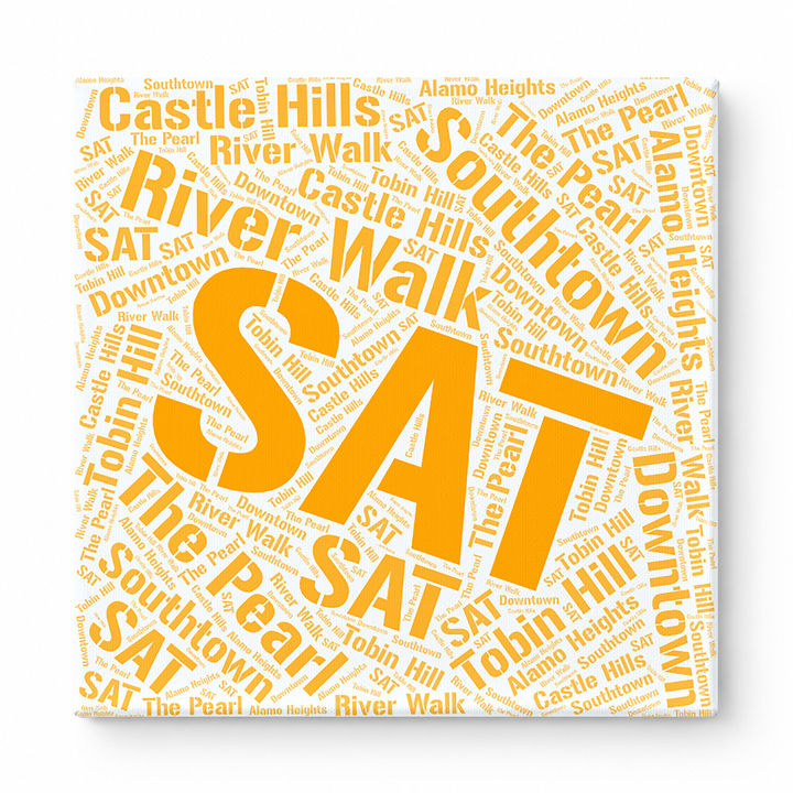 San Antonio Neighborhoods Word Art — Orange