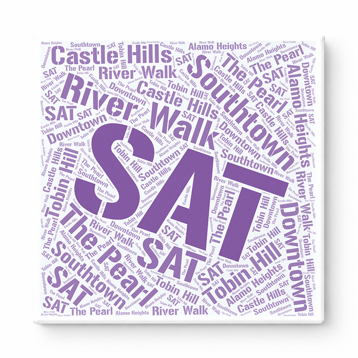 San Antonio Neighborhoods Word Art — Purple