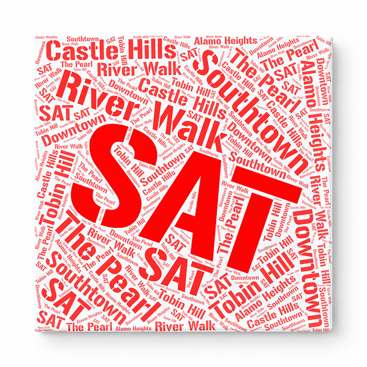 San Antonio Neighborhoods Word Art — Red