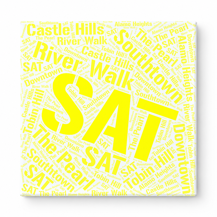San Antonio Neighborhoods Word Art — Yellow