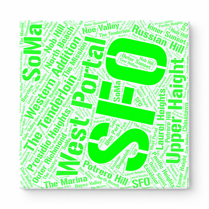 San Francisco Neighborhoods Word Art — Green