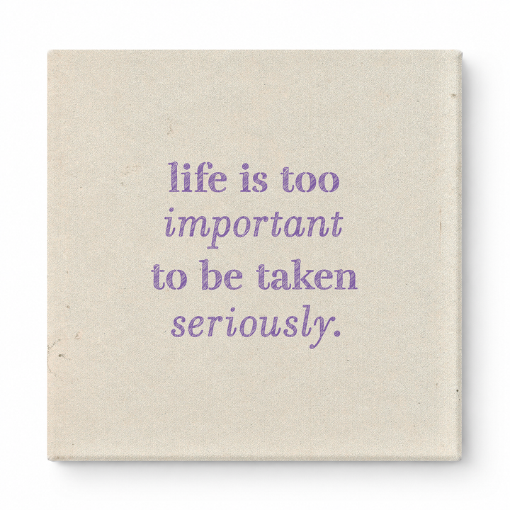 Life Is Too Important to Be Taken Seriously — Distressed Chalkboard