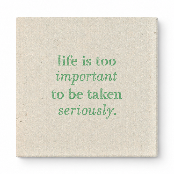 Life Is Too Important to Be Taken Seriously — Distressed Chalkboard