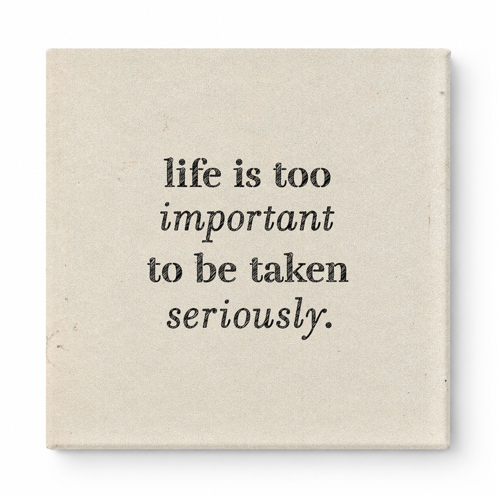 Life Is Too Important to Be Taken Seriously — Distressed Chalkboard