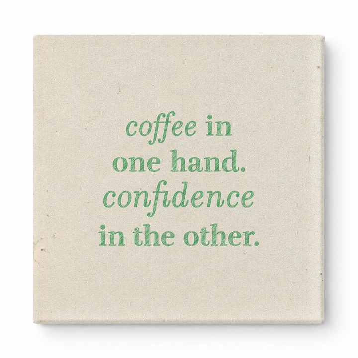 Coffee in One Hand. Confidence in the Other — Geometric Polygon Mosaic