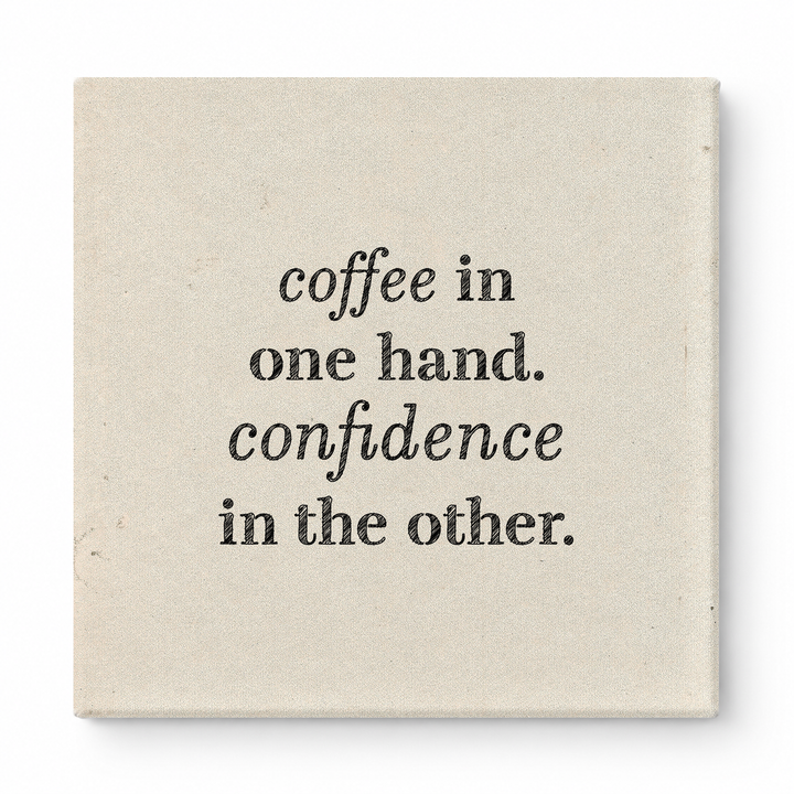 Coffee in One Hand. Confidence in the Other — Geometric Polygon Mosaic