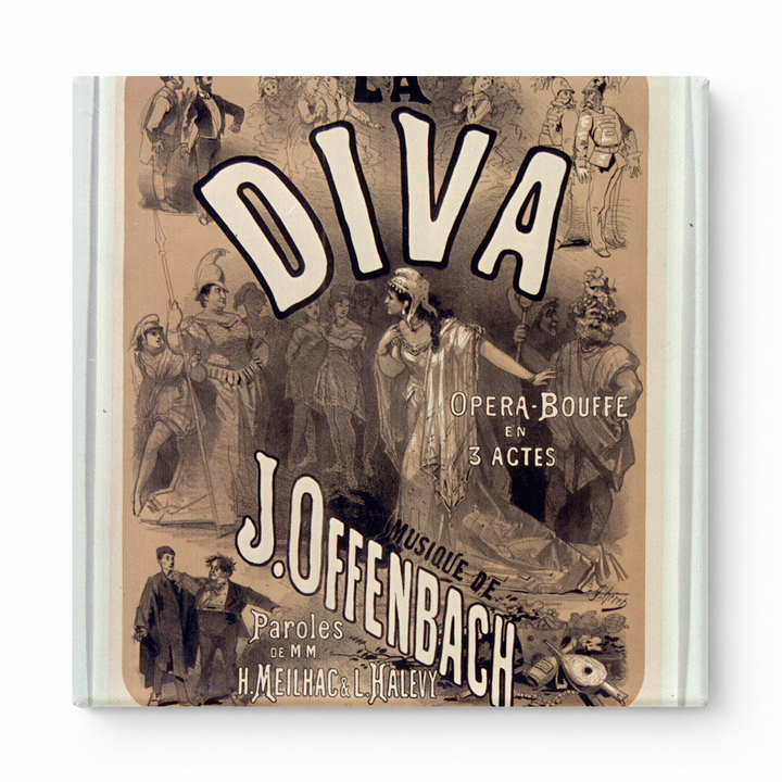 La Diva 1869 Offenbach Opera-Bouffe Bouffes Parisiens Vintage Poster Canvas Wall Art