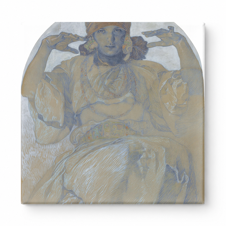 Art Nouveau Seated Woman Figure - Vintage Lithograph Poster Canvas Wall Art