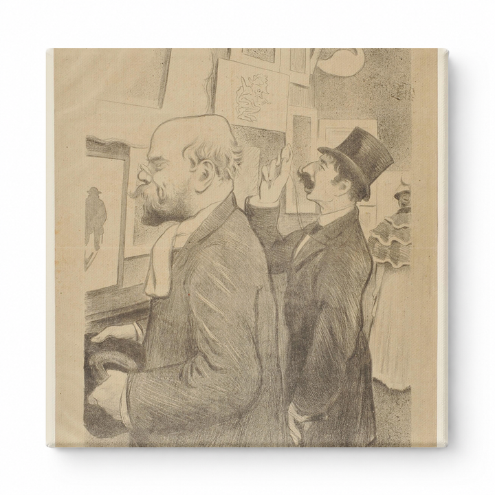 Two Men at Piano Gallery Scene 1890s - Belle Epoque Vintage Lithograph Wall Art