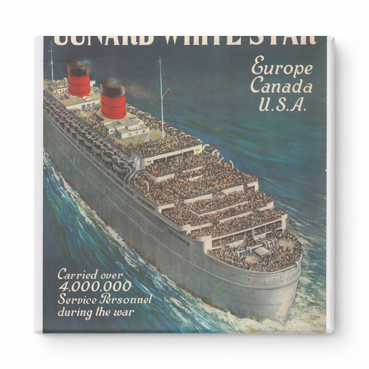 Cunard White Star Ocean Liner Vintage Travel Poster Canvas Wall Art