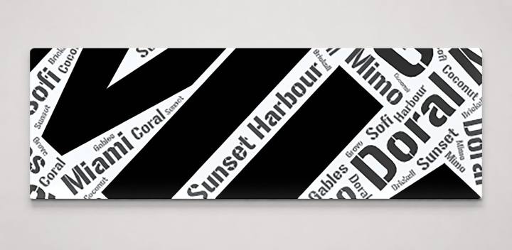 Miami Neighborhoods Word Art — Black (Panoramic)