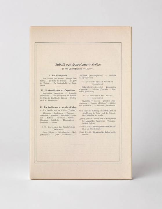 Kunstformen der Natur (1904) — Table of Contents Page