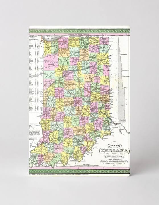 A New Map of Indiana with its Roads & Distances (1850)