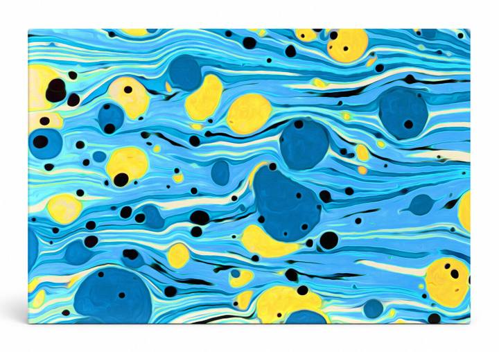 Blue and Yellow Abstract Marble Swirl