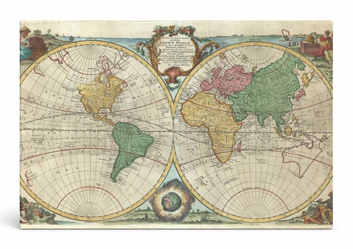 A New & Accurate Map of the World in Two Hemispheres (1744)