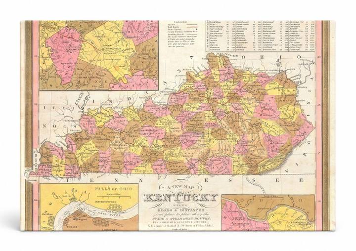 A New Map of Kentucky with its Roads & Distances (1846)