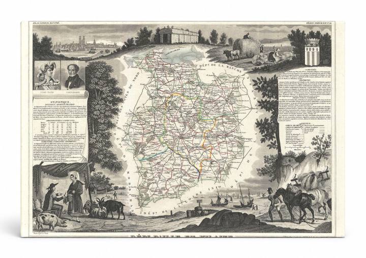 1852 Levasseur Map of the Department d'Ille-et-Vilaine, France