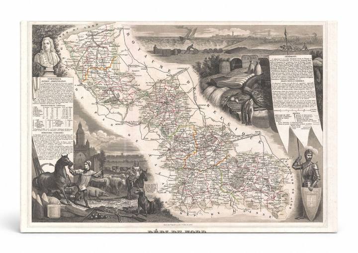 1852 Levasseur Map of the Department Du Nord, France