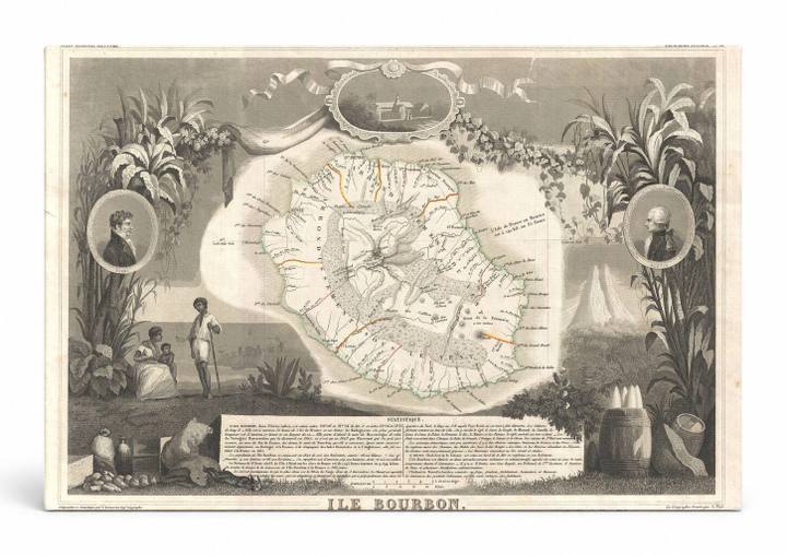 Ile Bourbon (Réunion) Map (1852)
