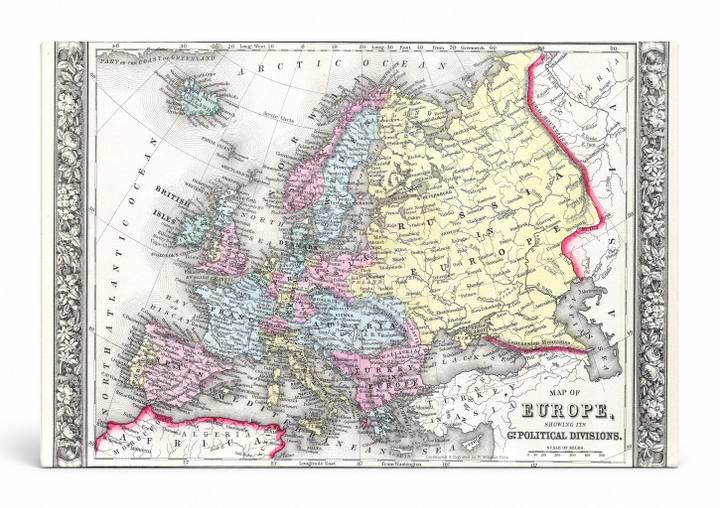 Map of Europe Showing Its Political Divisions (1863)