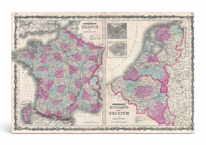 Johnson's Map of France, Holland and Belgium (1862)