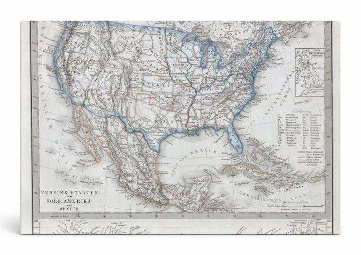 1862 Stieler Map of the United States and Mexico