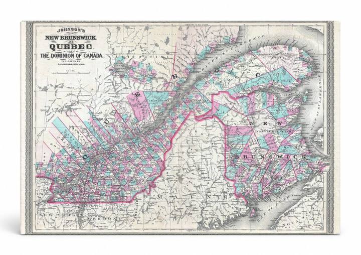 Johnson's Map of New Brunswick and Quebec (1870)