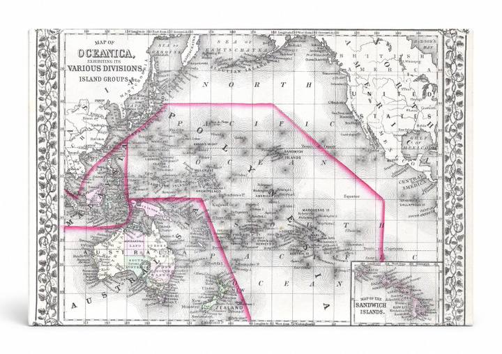Map of Oceanica, Showing Its Various Divisions, Island Groups (1874)